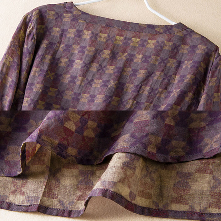 Buddha Stones Spring V-Neck Printed Floral Pattern Women's Long Sleeve Shirt - image 17