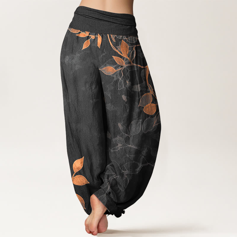 Buddha Stones Pure Cotton Softly Colored Leaves Pattern Women's Elastic Waist Harem Pants - image 6