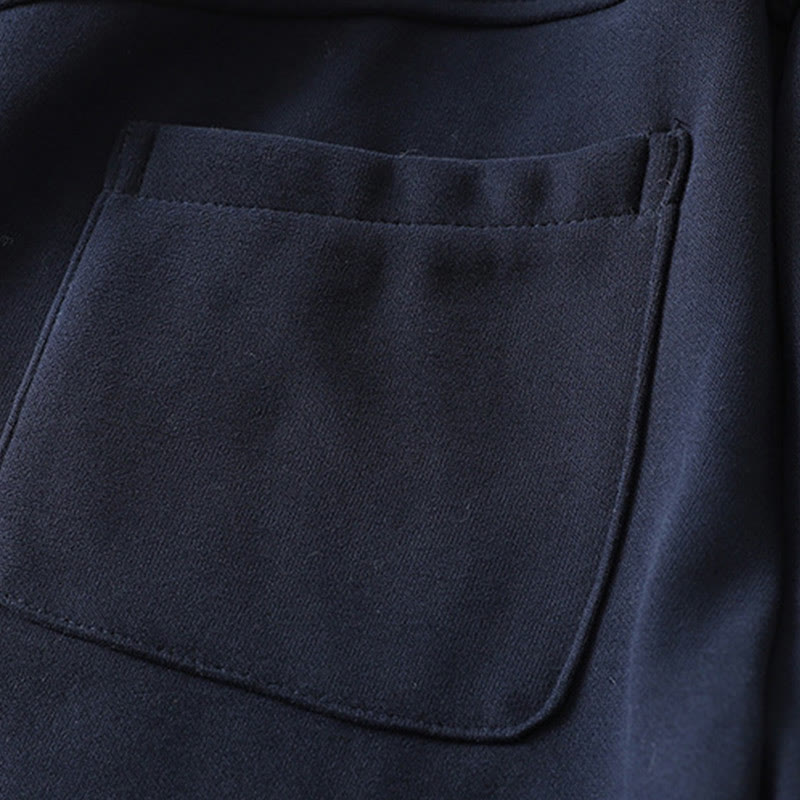 Buddha Stones Midnightblue Zipper Thermal Fleece-lined Women's Wide Leg Pants With Pockets - image 7