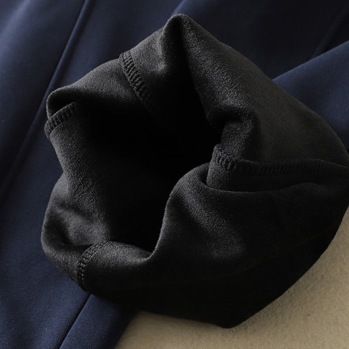 Buddha Stones Midnightblue Zipper Thermal Fleece-lined Women's Wide Leg Pants With Pockets - image 10