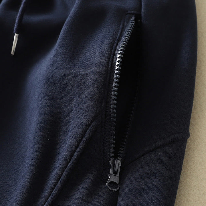 Buddha Stones Midnightblue Zipper Thermal Fleece-lined Cotton Women's Wide Leg Pants With Pockets - image 4