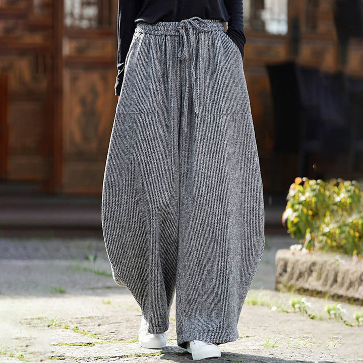 Buddha Stones Winter Men's Pure Color Drawstring Design Cotton High Waist Pants With Pockets - image 27