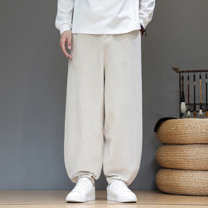 Buddha Stones Fall Sports Men's Pure Color Button Design Cotton Pants With Pockets - image 14