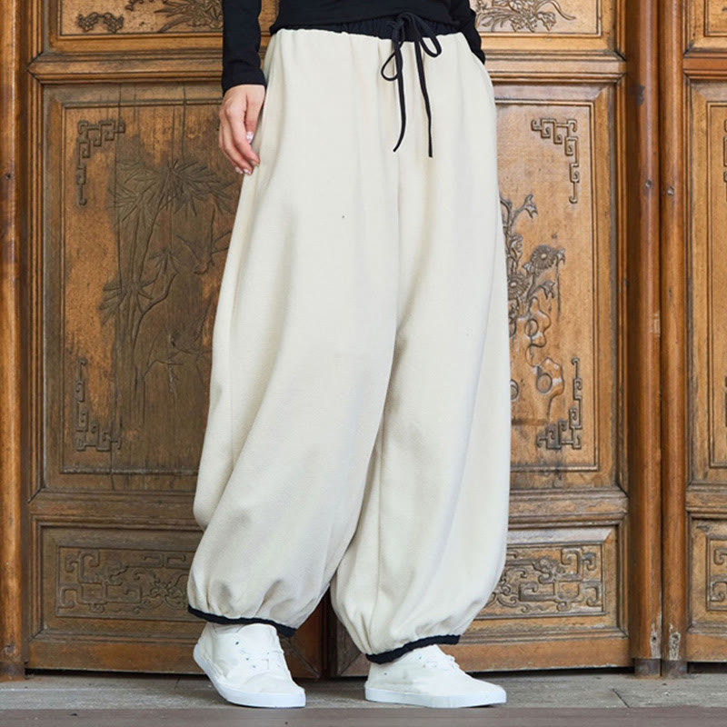 Buddha Stones Winter Men's Pure Color Elastic Cuff Design Cotton 9 Length Pants With Pockets - image 29