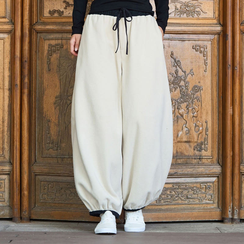 Buddha Stones Winter Men's Pure Color Elastic Cuff Design Cotton 9 Length Pants With Pockets - image 28