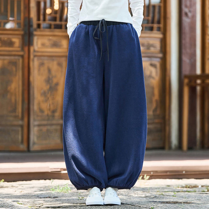 Buddha Stones Winter Men's Pure Color Elastic Cuff Design Cotton 9 Length Pants With Pockets - image 36