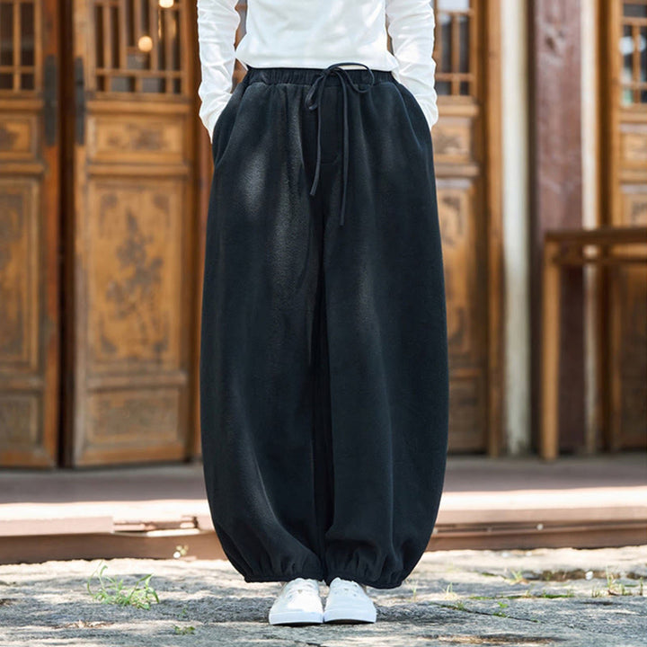 Buddha Stones Winter Men's Pure Color Elastic Cuff Design Cotton 9 Length Pants With Pockets - image 19