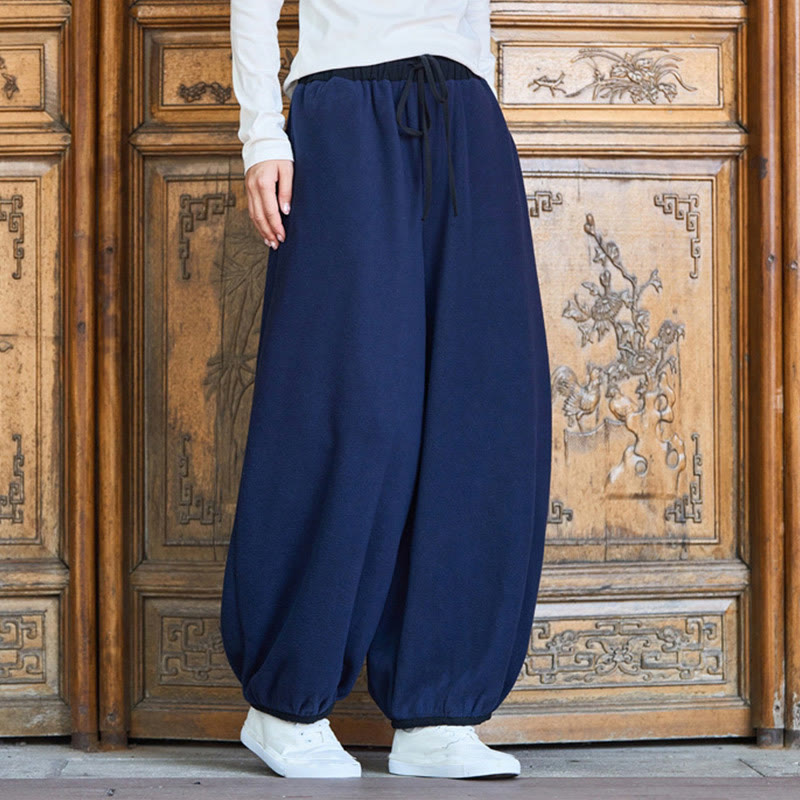 Buddha Stones Winter Men's Pure Color Elastic Cuff Design Cotton 9 Length Pants With Pockets - image 41