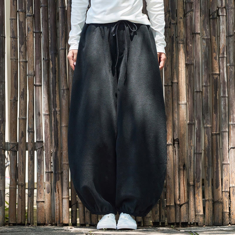 Buddha Stones Winter Men's Pure Color Elastic Cuff Design Cotton 9 Length Pants With Pockets - image 16