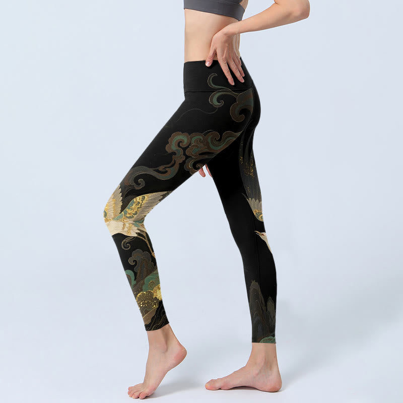 Buddha Stones Soaring Phoenix Cloud Pattern Print Gym Leggings Women's Yoga Pants - image 2