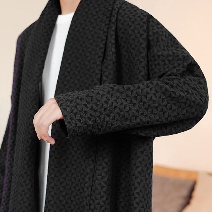 Buddha Stones Winter Jacquard Simple Design Men's Cotton Long Sleeve Kimono - image 25