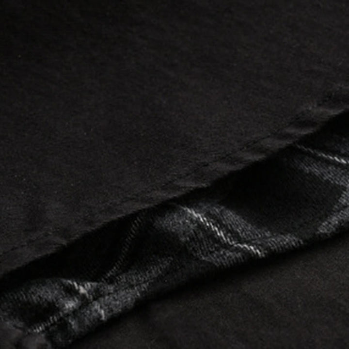 Buddha Stones Spring Plaid Pattern Fake Two-piece Long Sleeve Men's Cotton Jacket With Pocket - image 6