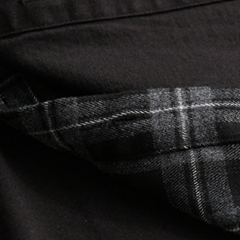 Buddha Stones Spring Plaid Pattern Fake Two-piece Long Sleeve Men's Cotton Jacket With Pocket - image 8