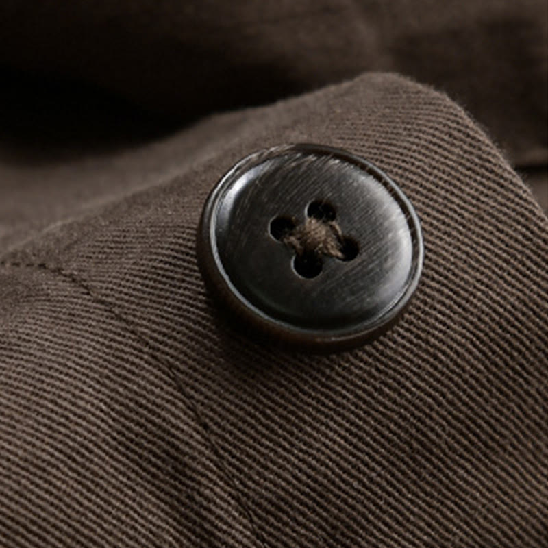 Buddha Stones Spring Plaid Pattern Fake Two-piece Long Sleeve Men's Cotton Jacket With Pocket - image 14