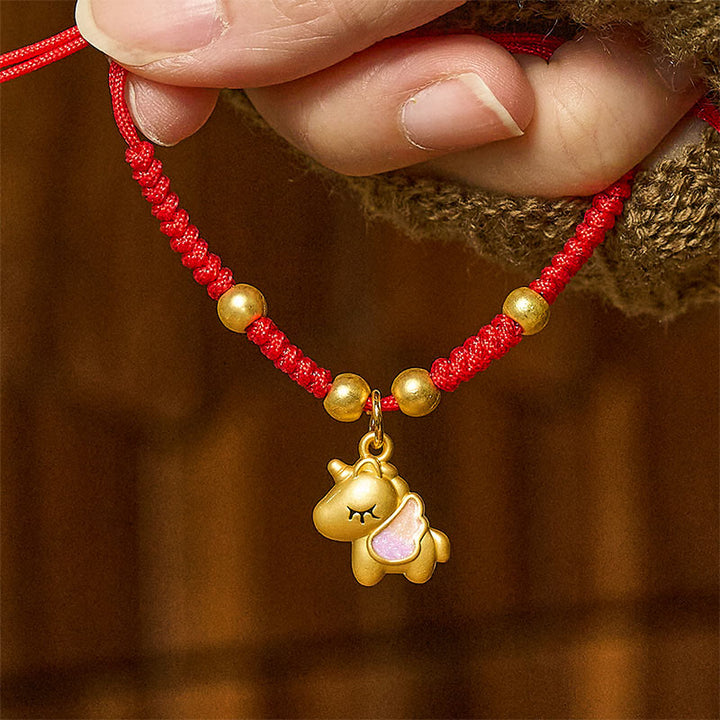 Buddha Stones Winged Year Of The Horse Red String Copper Braided Connection Bracelet - Purple Winged Horse(Wrist Circumference: 10-18 cm) - image 3