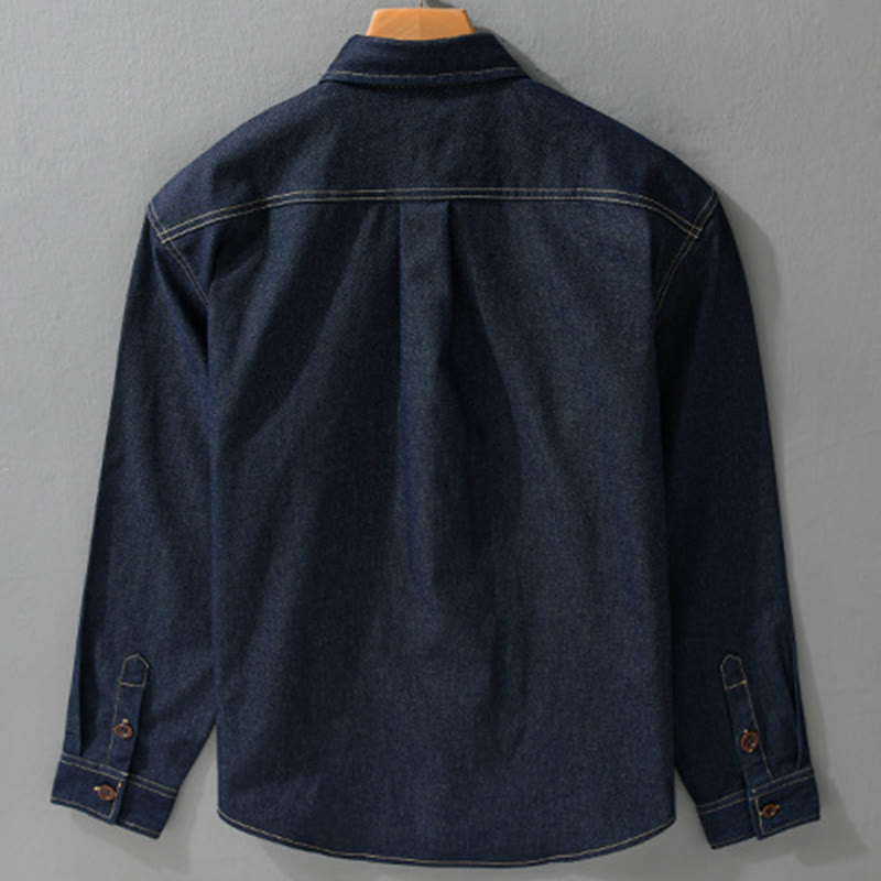 Buddha Stones Fall Plain Buttons Long Sleeve Men's Cotton Jacket With Pocket - image 1