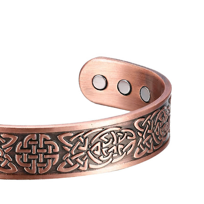 Buddha Stones Copper Abstract Line Pattern Open Luck Cuff Bracelet Bangle Ring - image 1