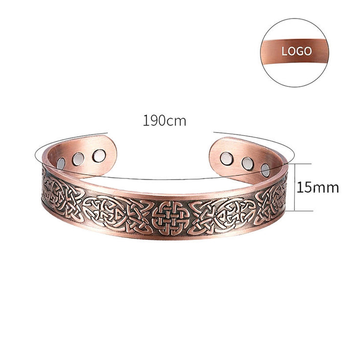 Buddha Stones Copper Abstract Line Pattern Open Luck Cuff Bracelet Bangle Ring - image 2