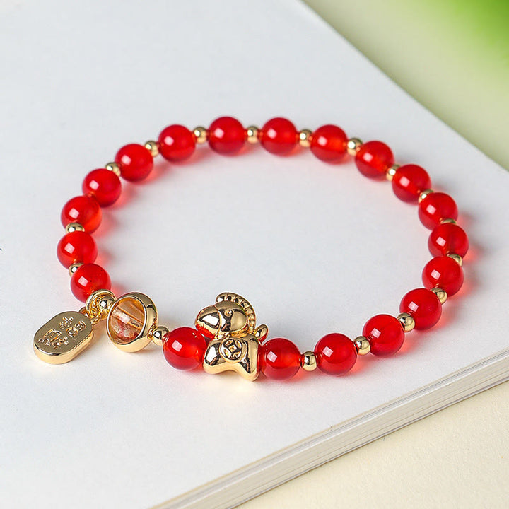 Buddha Stones Year Of The Horse Strawberry Quartz Citrine Red Agate Pink Crystal Love Bracelet - image 6