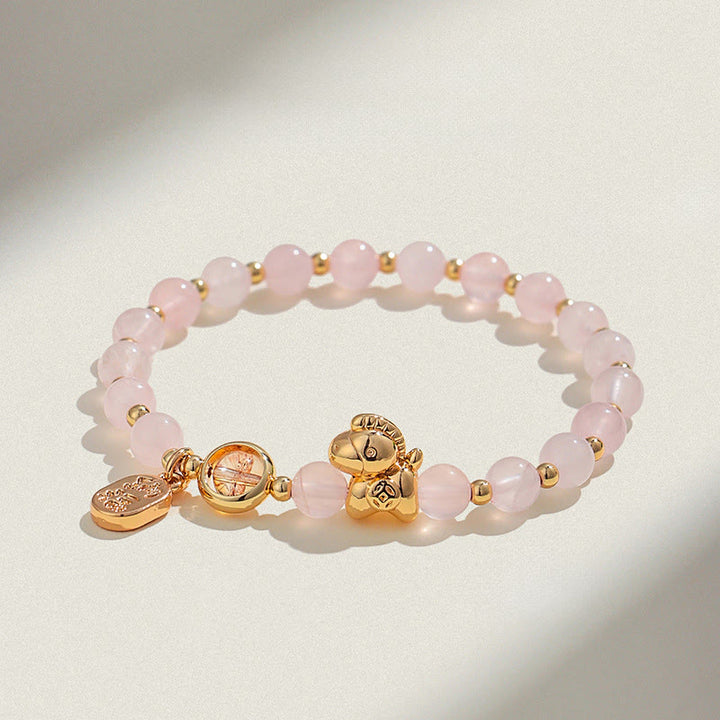 Buddha Stones Year Of The Horse Strawberry Quartz Citrine Red Agate Pink Crystal Love Bracelet - Pink Crystal(Wrist Circumference:14-15cm) - image 12