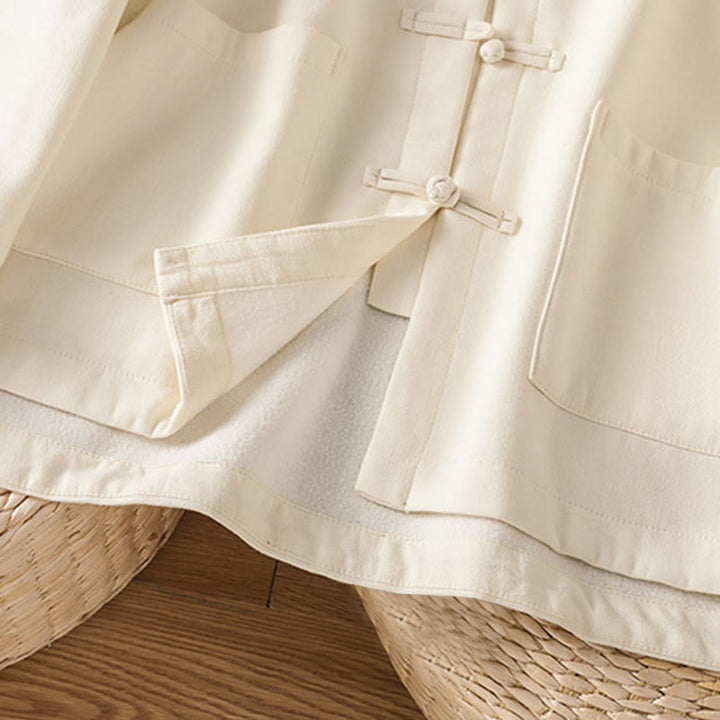 Buddha Stones Winter Frog-button Long Sleeve Cotton Fleece Lined Women's Thermal Jacket With Pockets - image 10