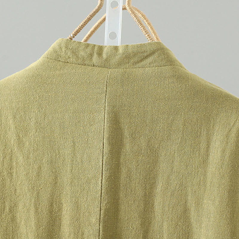 Buddha Stones Winter Frog-button Mid-length Women's Cotton Coat With Pockets - image 4