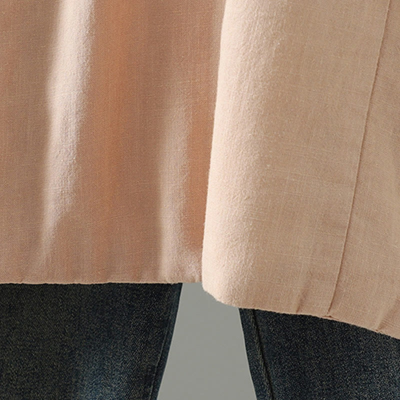 Buddha Stones Winter Frog-button Mid-length Women's Cotton Coat With Pockets - image 25