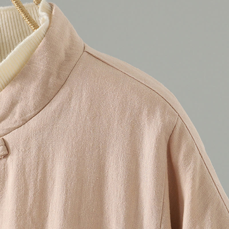 Buddha Stones Winter Frog-button Mid-length Women's Cotton Coat With Pockets - image 17