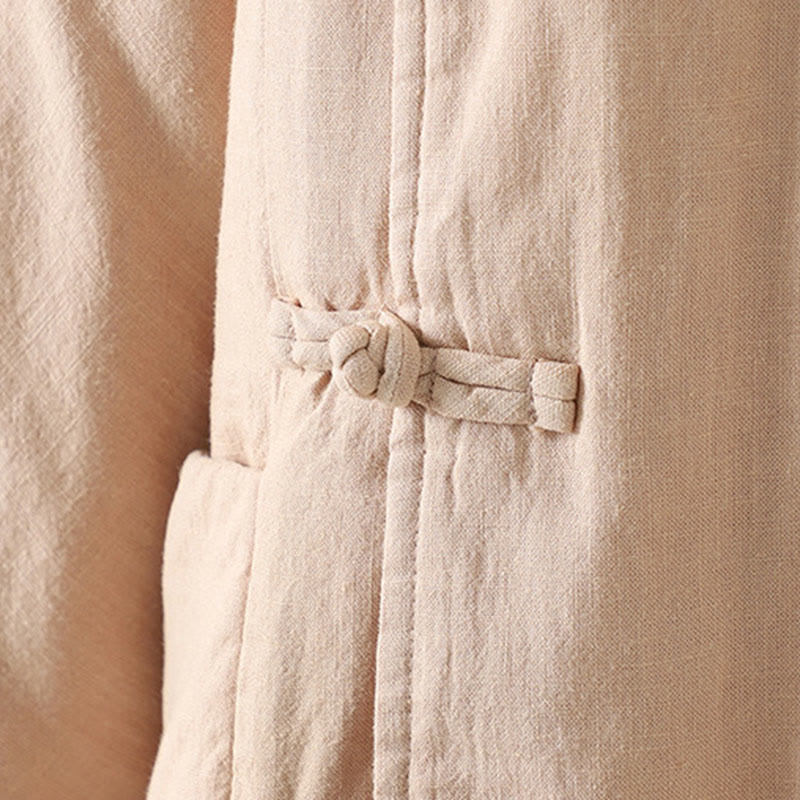 Buddha Stones Winter Frog-button Mid-length Women's Cotton Coat With Pockets - image 18