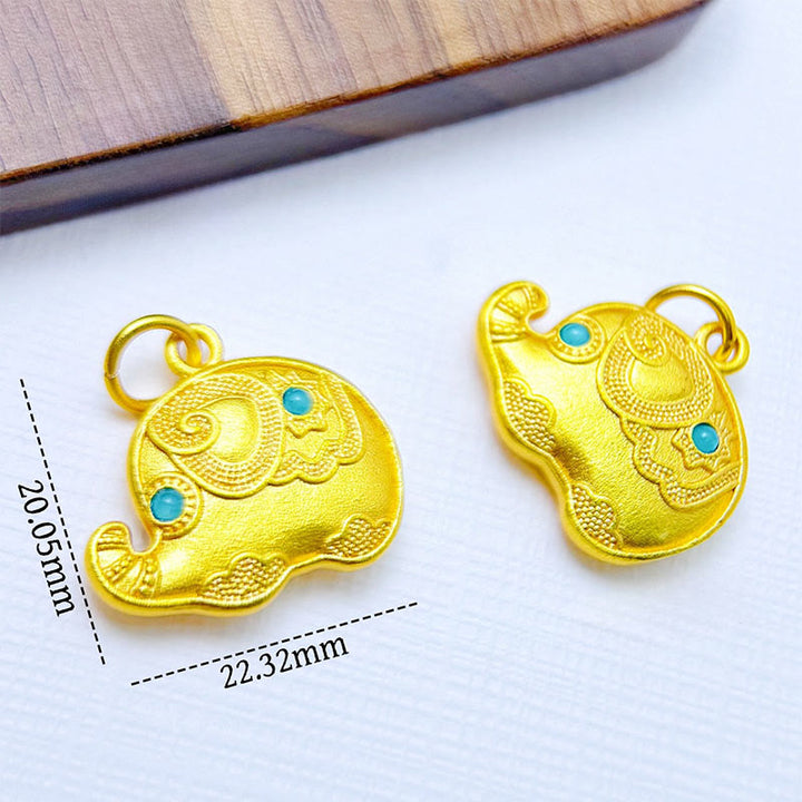 Buddha Stones Elephant Symbol 24k Gold Plated Brass Strength Rope Necklace Pendant - image 2