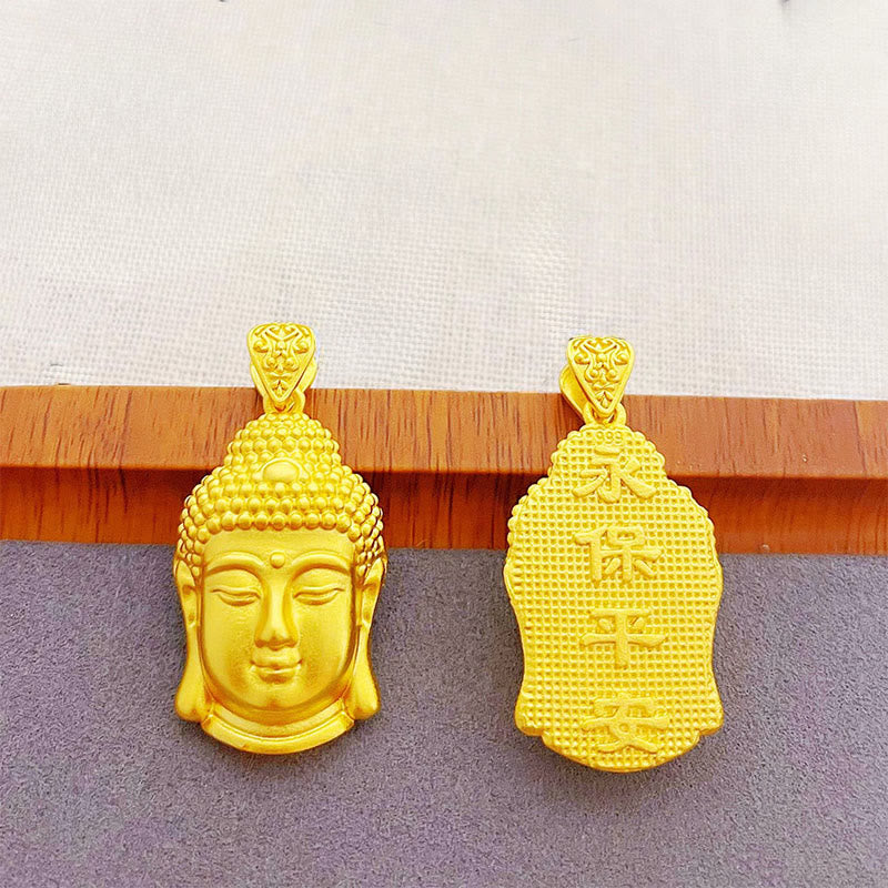 Buddha Stones 24k Gold Plated Brass Buddha Symbol Braided Cord Serenity Necklace Pendant - image 3