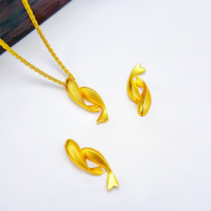 Buddha Stones Double Fish 24k Gold Plated Brass Chain Necklace Pendant - Double Fish - image 0