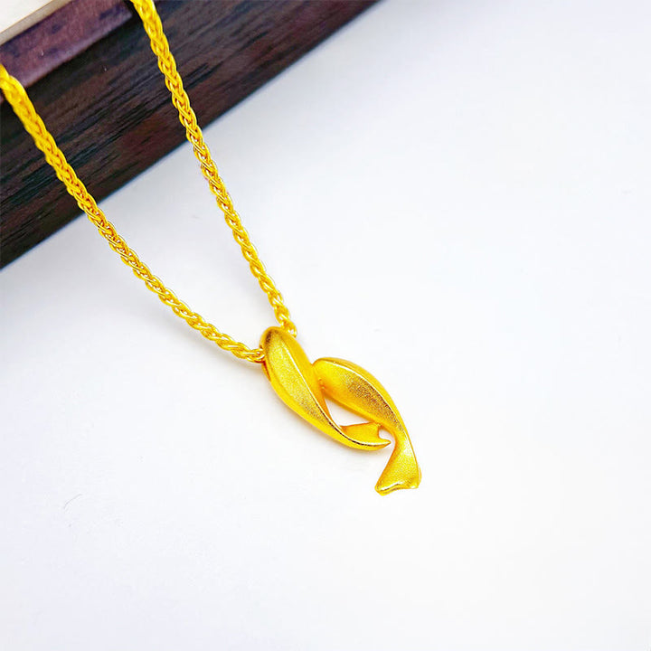 Buddha Stones Double Fish 24k Gold Plated Brass Chain Necklace Pendant - image 2