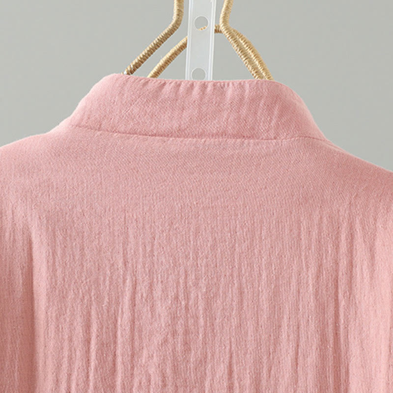 Buddha Stones Winter Solid Flower Long Sleeve Cotton Women's Thermal Jacket - image 10