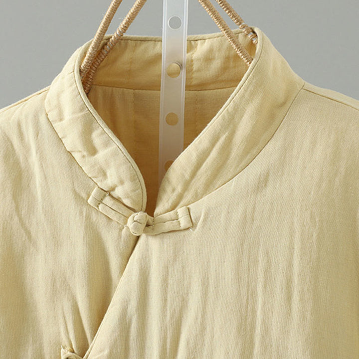 Buddha Stones Winter Solid Flower Long Sleeve Cotton Women's Thermal Jacket - image 21