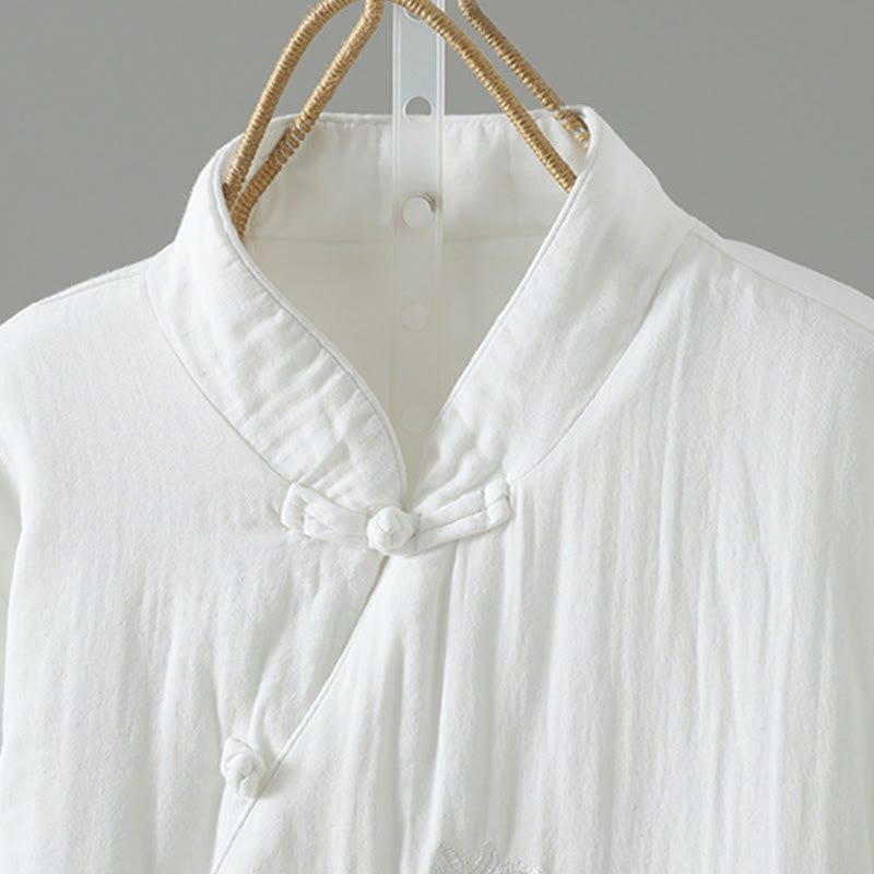 Buddha Stones Winter Solid Flower Long Sleeve Cotton Women's Thermal Jacket - image 32