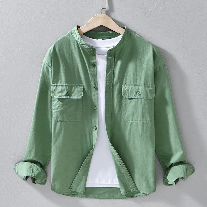 Buddha Stones Crew Neck Solid Color Men's Long Sleeve Cotton Thickened Jacket With Pockets - MediumSeaGreen - US/UK/AU42，EU52 (3XL) - image 4