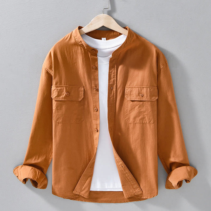 Buddha Stones Crew Neck Solid Color Men's Long Sleeve Cotton Thickened Jacket With Pockets - DarkOrange - US/UK/AU42，EU52 (3XL) - image 11