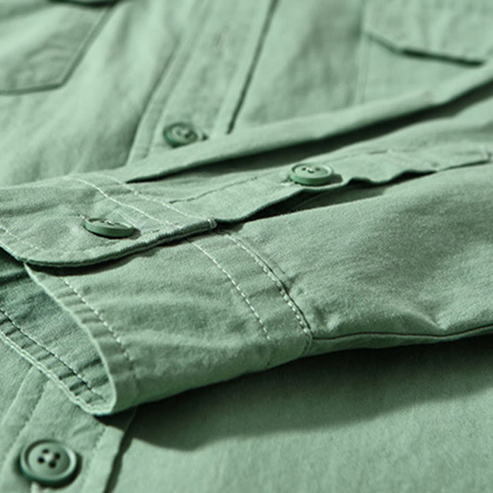 Buddha Stones Crew Neck Solid Color Men's Long Sleeve Cotton Thickened Jacket With Pockets - image 8