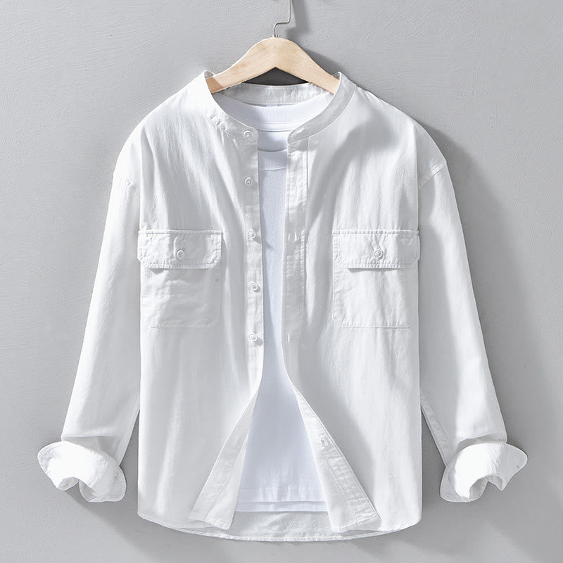 Buddha Stones Crew Neck Solid Color Men's Long Sleeve Cotton Thickened Jacket With Pockets - White - US/UK/AU42，EU52 (3XL) - image 19