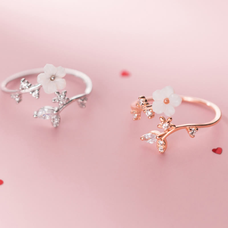 Buddha Stones 925 Sterling Silver White Flower Design Adjustable Blessing Ring - image 10