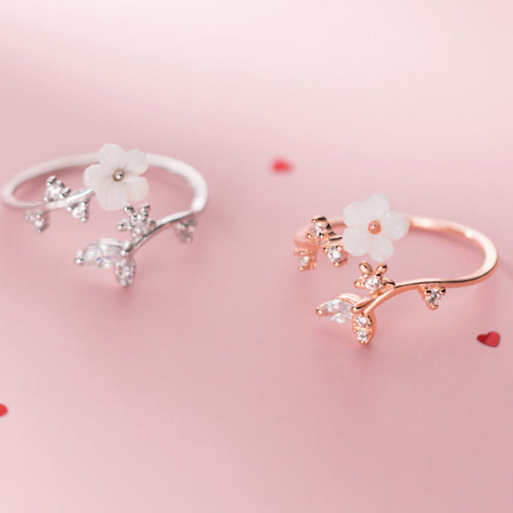 Buddha Stones 925 Sterling Silver White Flower Design Adjustable Blessing Ring - image 10