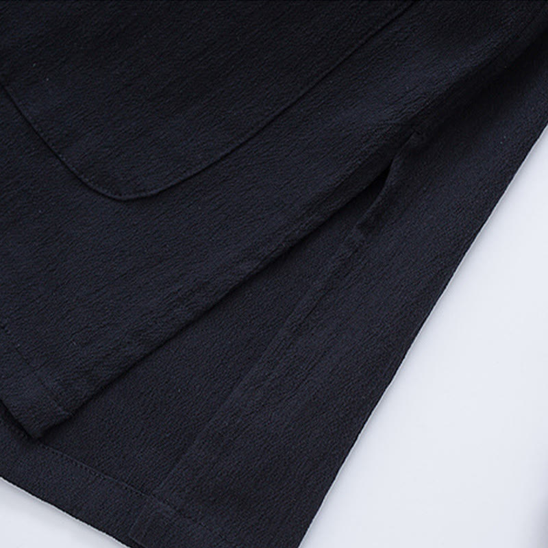 Buddha Stones Spring Cranes Design Men's Frog-Button Cotton Linen Long Sleeve Jacket - image 7