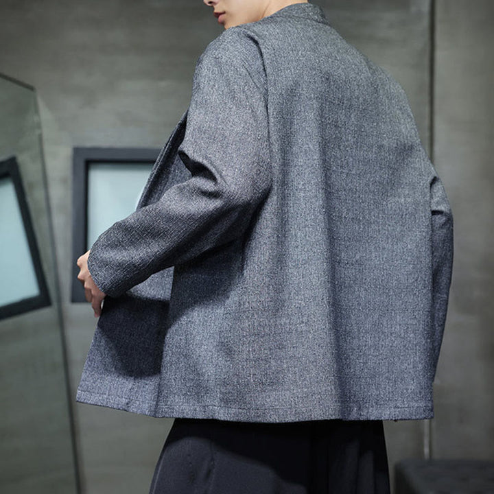 Buddha Stones Spring Fall Solid Color Long Sleeve Men's Jacket - image 3