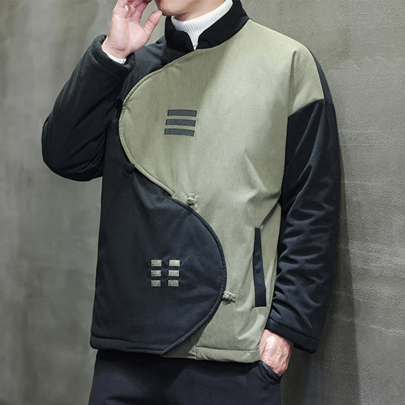 Buddha Stones Winter Yin Yang Tai Chi Corduroy Long Sleeve Men's Jacket With Pockets - image 17