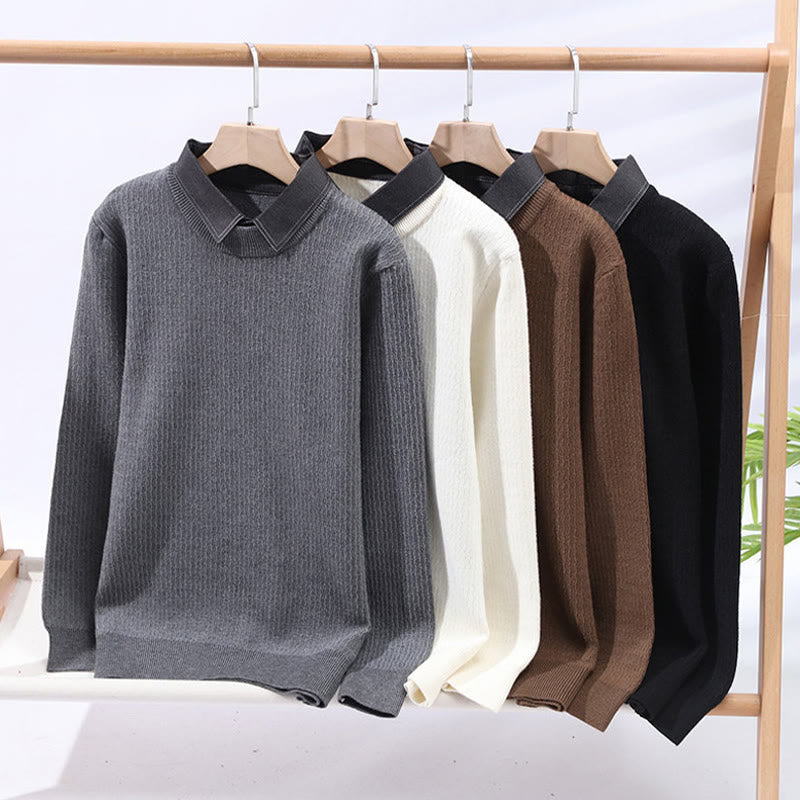 Buddha Stones Winter Stand Collar Design Warm Men's Long Sleeve Knitted Sweater - image 1