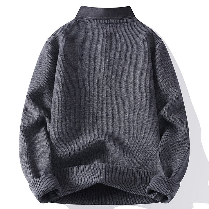 Buddha Stones Winter Black Stand Collar Design Warm Men's Long Sleeve Knitted Sweater - image 2