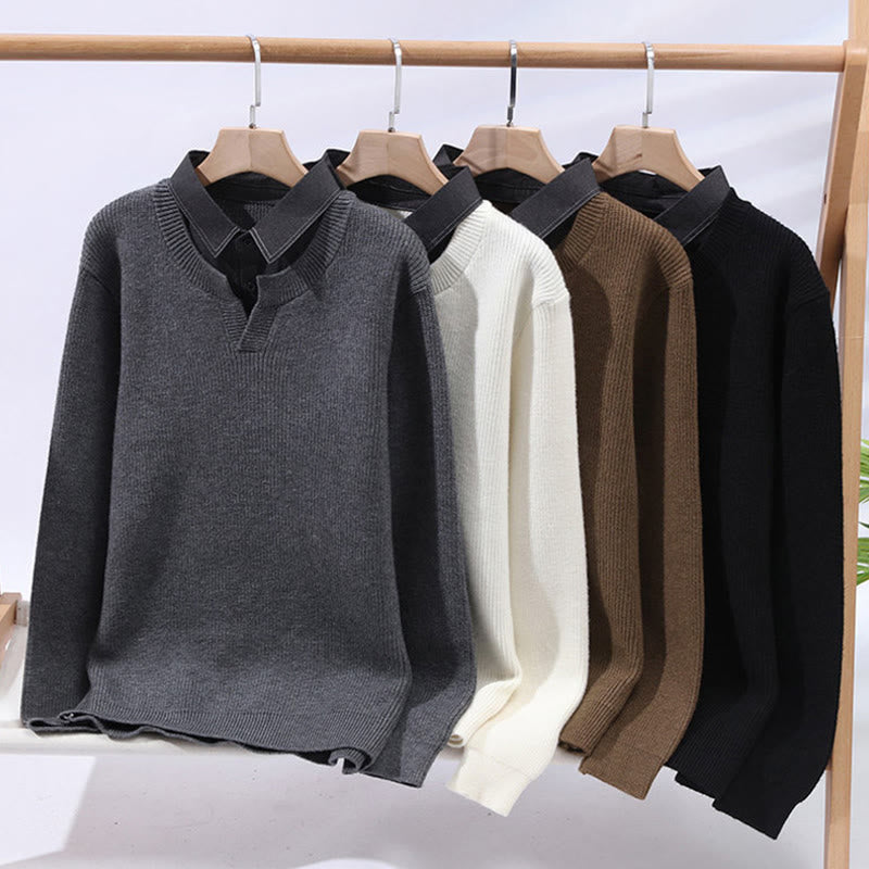 Buddha Stones Winter Black Stand Collar Design Warm Men's Long Sleeve Knitted Sweater - image 1