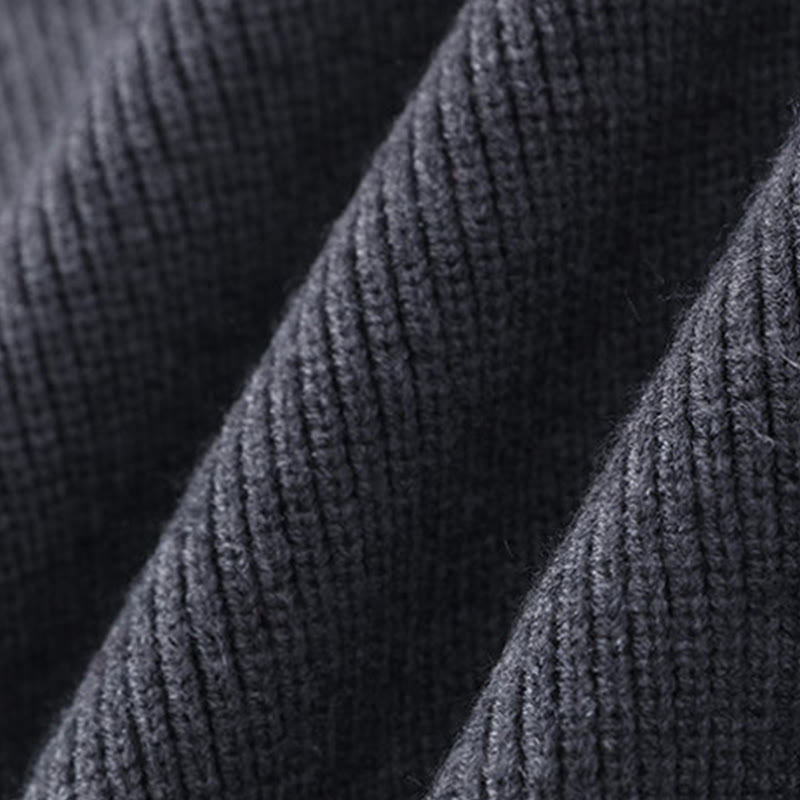 Buddha Stones Winter Black Stand Collar Design Warm Men's Long Sleeve Knitted Sweater - image 6