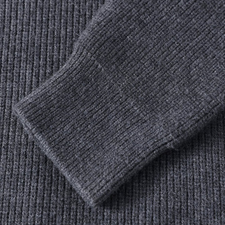 Buddha Stones Winter Black Stand Collar Design Warm Men's Long Sleeve Knitted Sweater - image 4